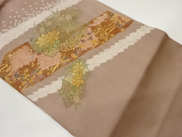 JAPANESE NAGOYA OBI / EMBROIDERY / SHIBORI / KINSAI / KANOKO PATTERN